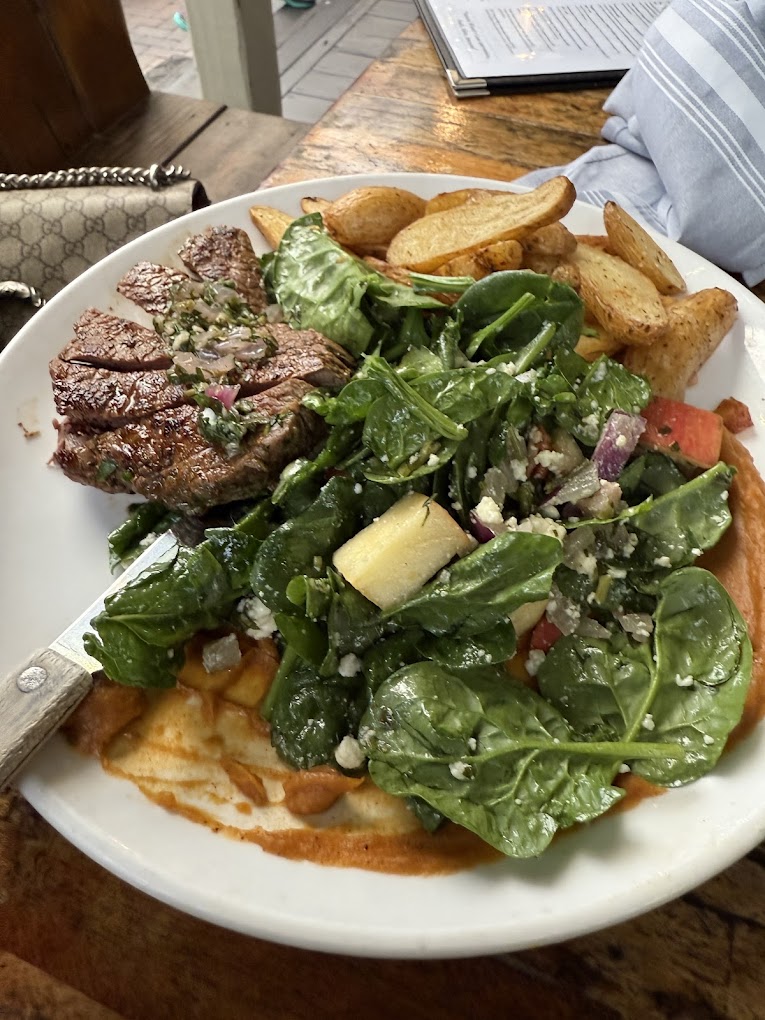 Steak with potatoes and vegetables at The Floridian St. Augustine